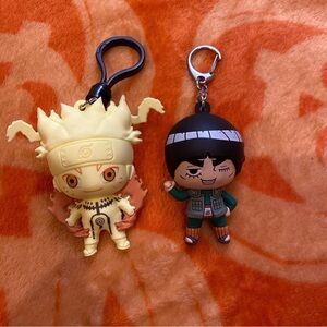 Naruto rock Lee and Naruto Anime Character Keychain Set - Yellow and Black
